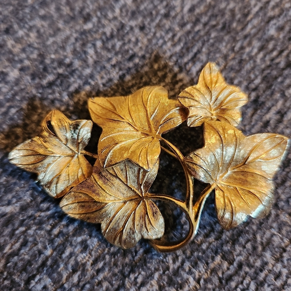 Christian Dior Vintage Gold Leaf Brooch Grosse - Picture 8 of 15